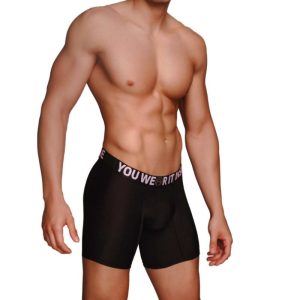 MÄNNLICH - MS077 SCHWARZ LANG SPORT BOXER GRÖSSE S.