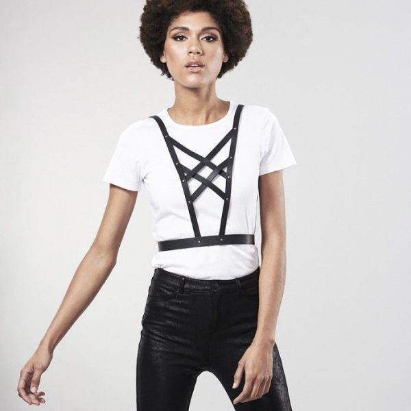 BIJOUX INDISCRETS MAZE CROSS CLEAVAGE HARNESS SCHWARZ – Bild 3